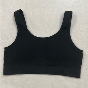 Black Ribbed Sports Bra